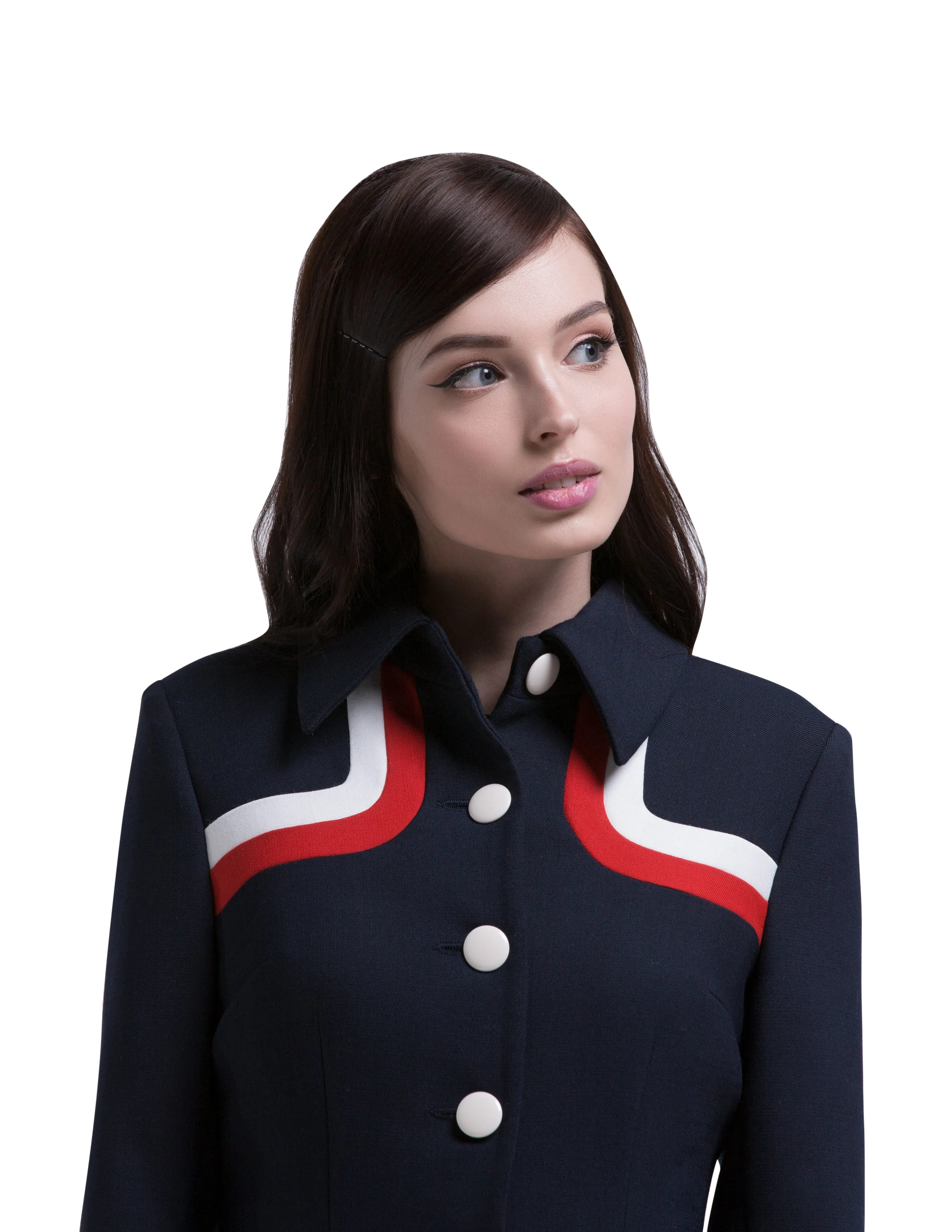1960s Mod Style Coat with Contrasting Colour Neckline