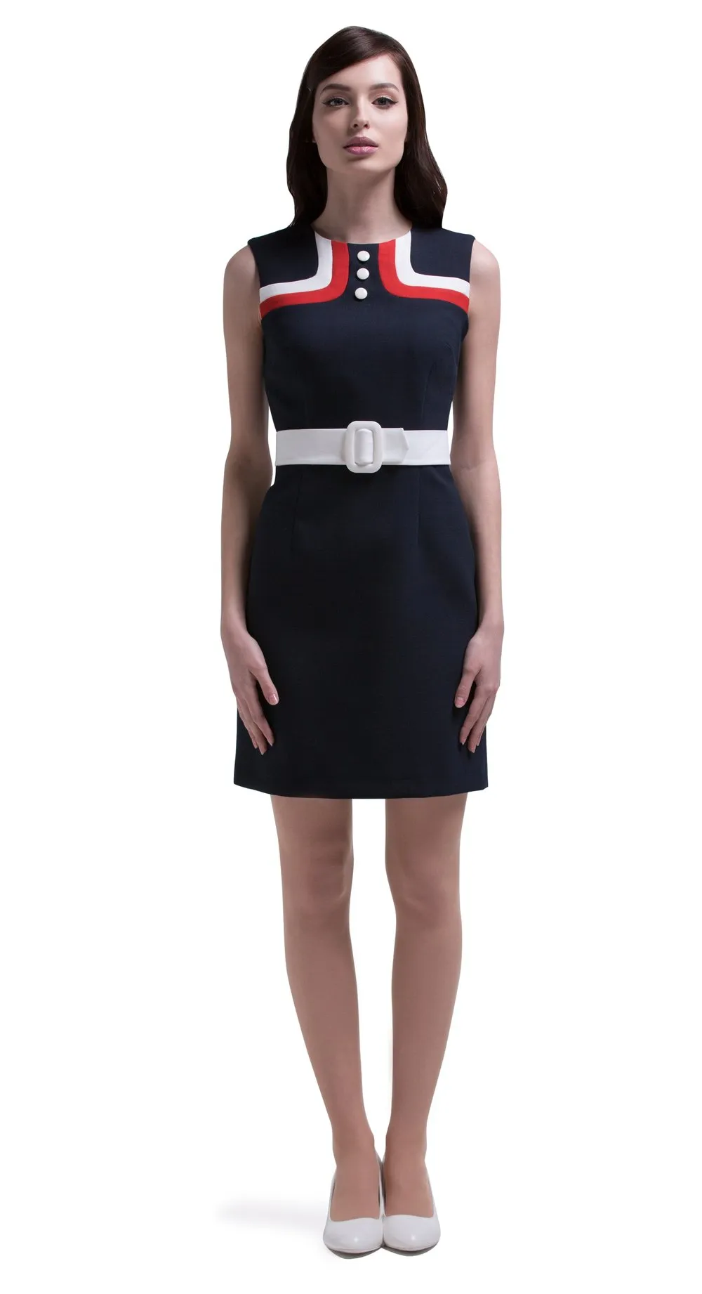 1960s Mod Style Coat with Contrasting Colour Neckline