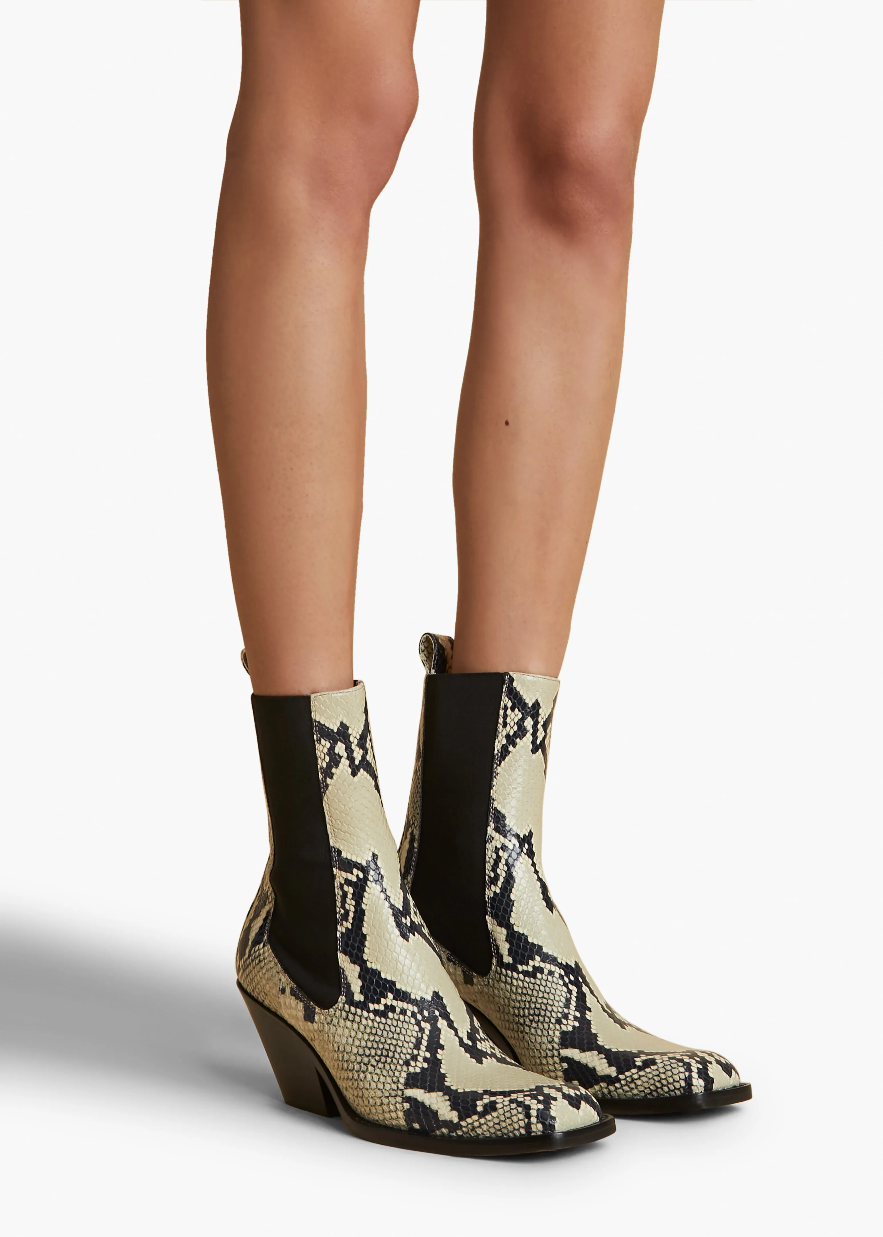 Austin Ankle Boot in Natural Python-Embossed Leather