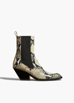 Austin Ankle Boot in Natural Python-Embossed Leather