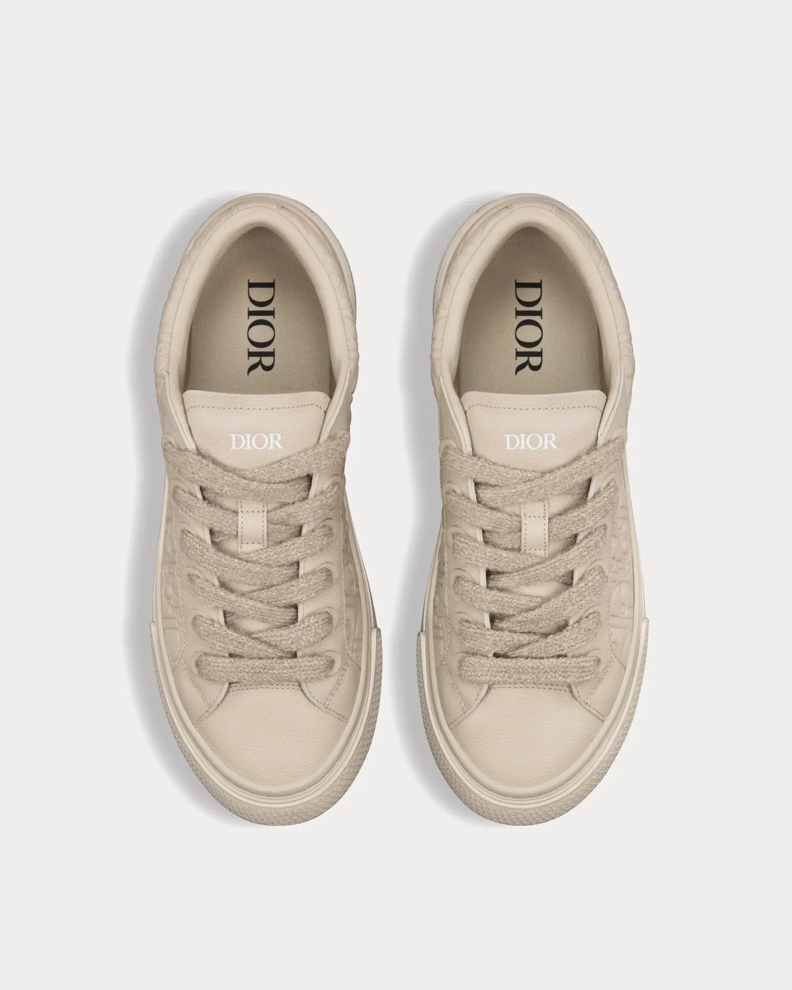 B33 Beige Grained Calfskin and Beige Dior Gravity Leather Low Top Sneakers
