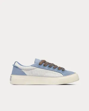 B33 Gray and White Dior Oblique Jacquard and Blue Suede Low Top Sneakers