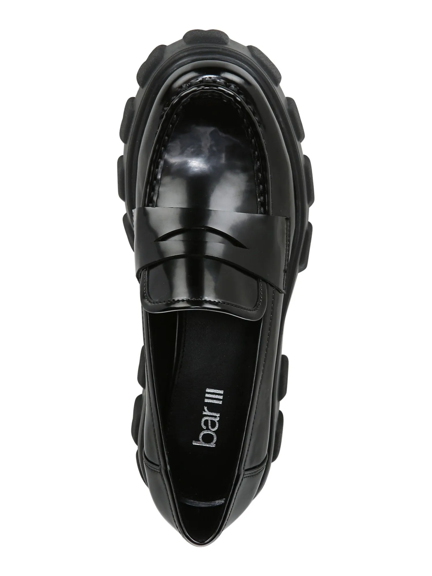 BAR III Womens Black Penny Keeper Lug Sole Non-Slip Paz Round Toe Block Heel Slip On Loafers Shoes M