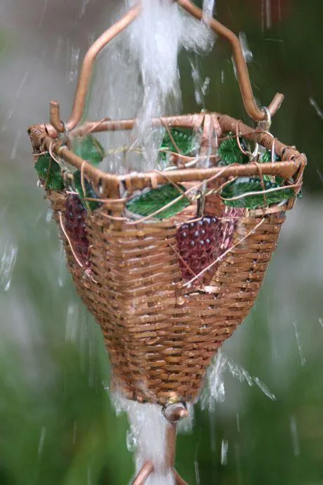 Basket of Grapes Rain Chain Copper Decorative Downspout Alternative Garden Water Feature