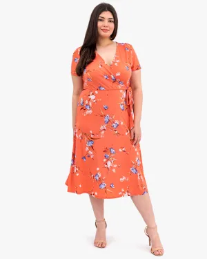 Beth Faux-Wrap Dress | Coral / Lilac