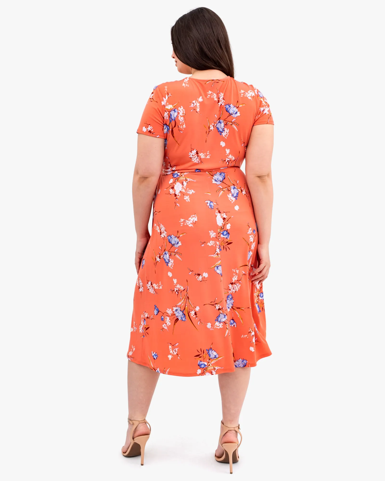 Beth Faux-Wrap Dress | Coral / Lilac