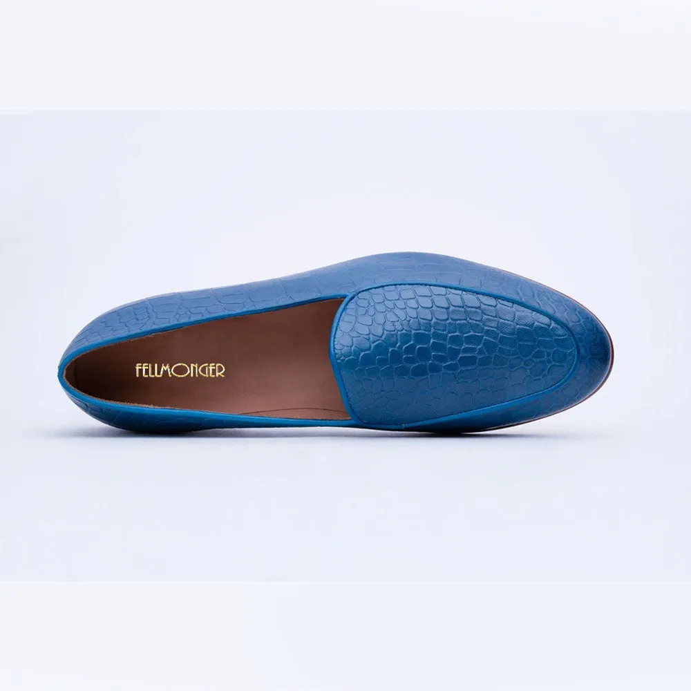 Blue Croco Belgian Loafers