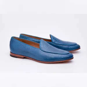 Blue Croco Belgian Loafers