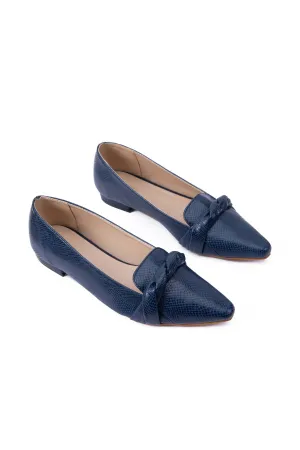 Blue Textured Loafers