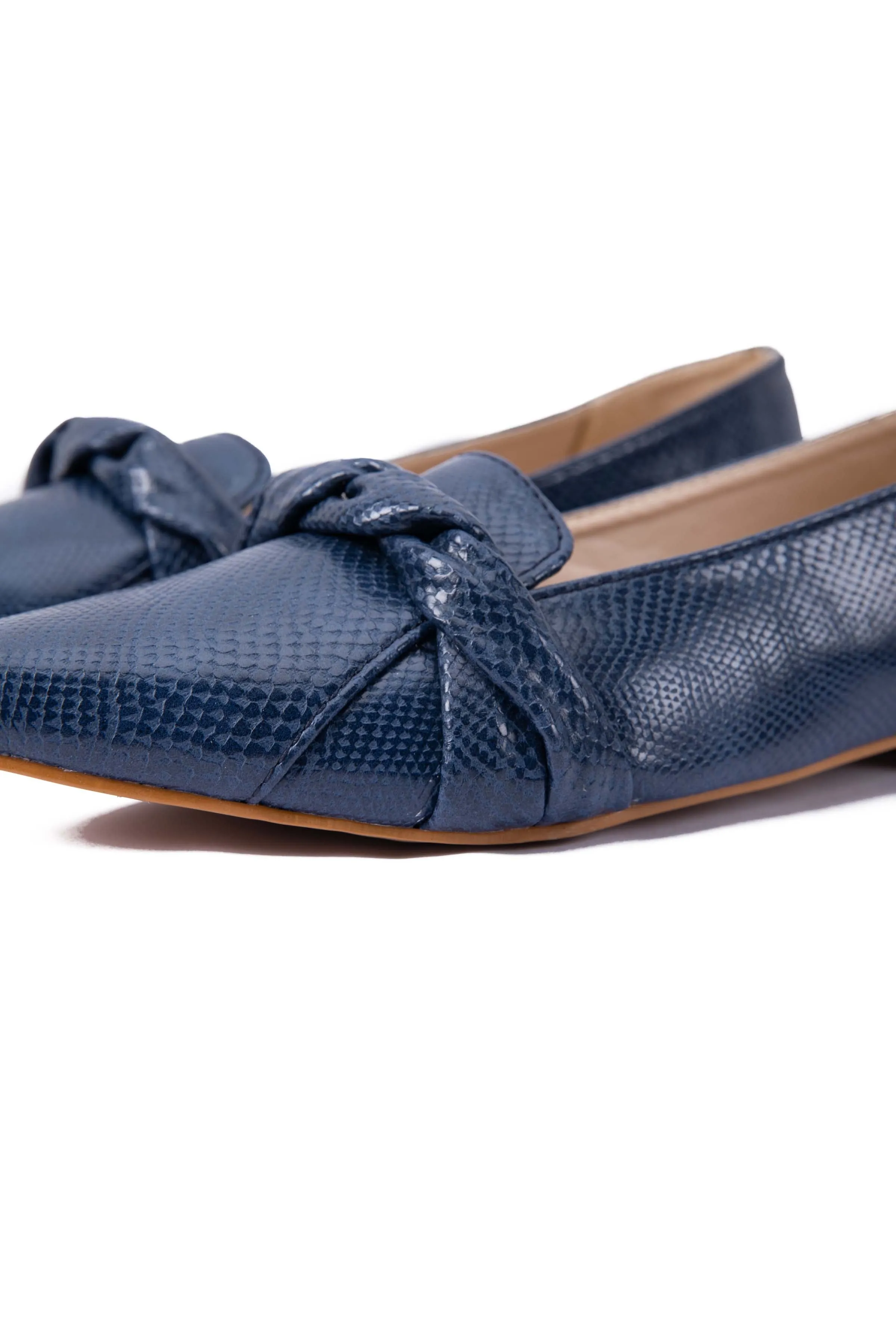 Blue Textured Loafers