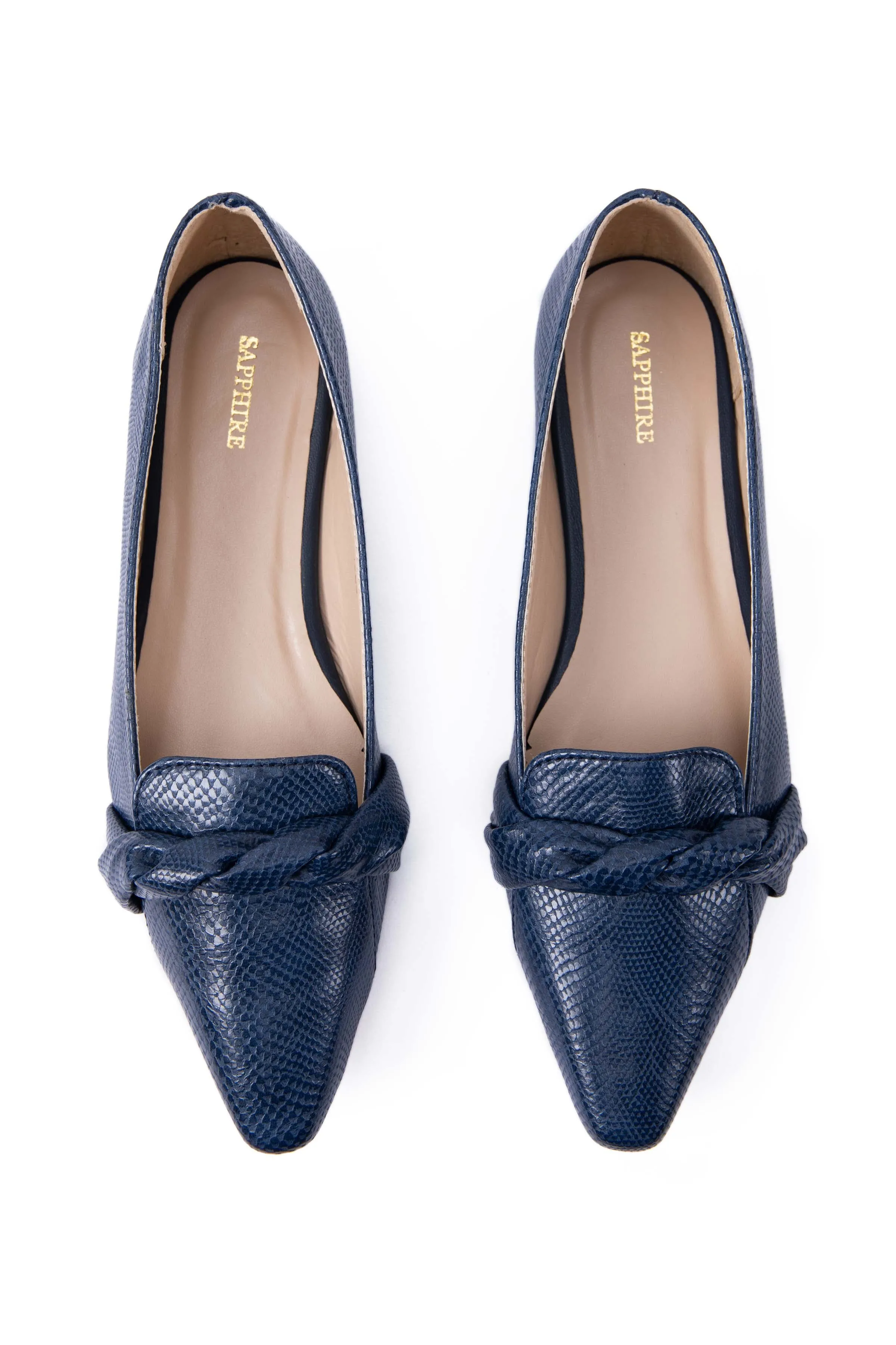 Blue Textured Loafers