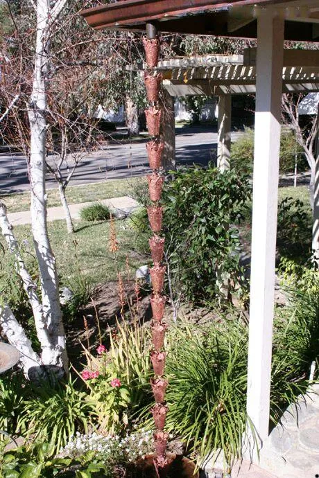 Copper Hummingbird Rain Chain - Decorative Functional Downspout Alternative