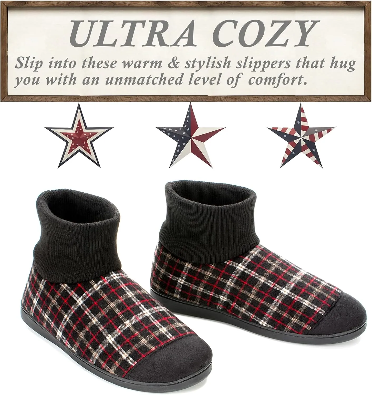 Cozylook Mens Slipper Socks Fleece Lined Non-slip Soles, Winter Soft Thick Cozy Home Boots, Warm Fuzzy House Shoes Indoor
