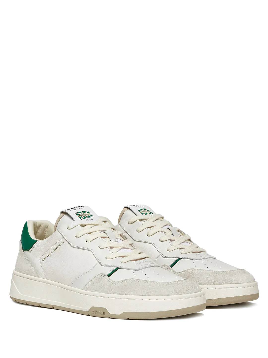 Crime Timeless Vibrant Green sneakres bianco con tab verde