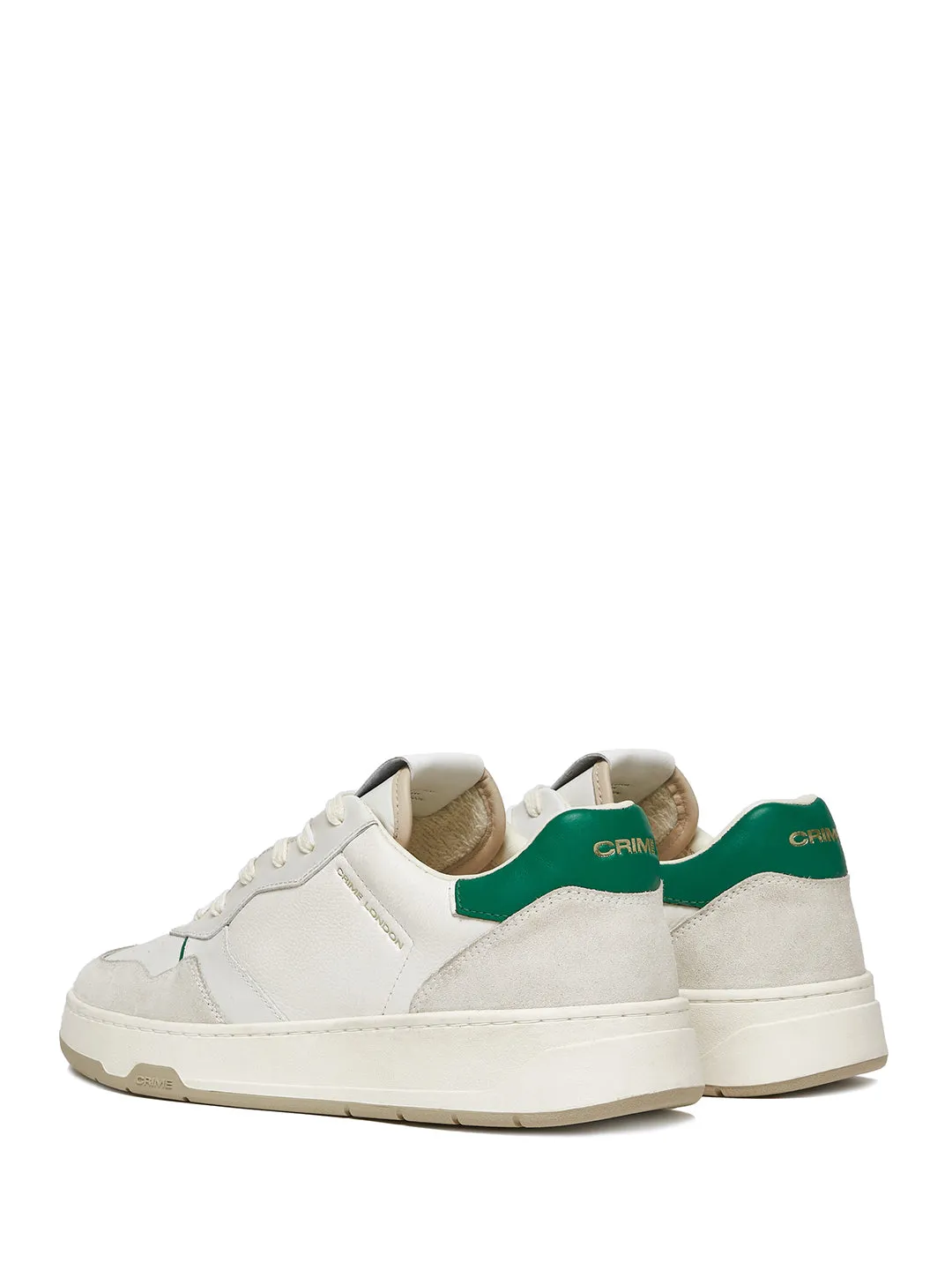 Crime Timeless Vibrant Green sneakres bianco con tab verde