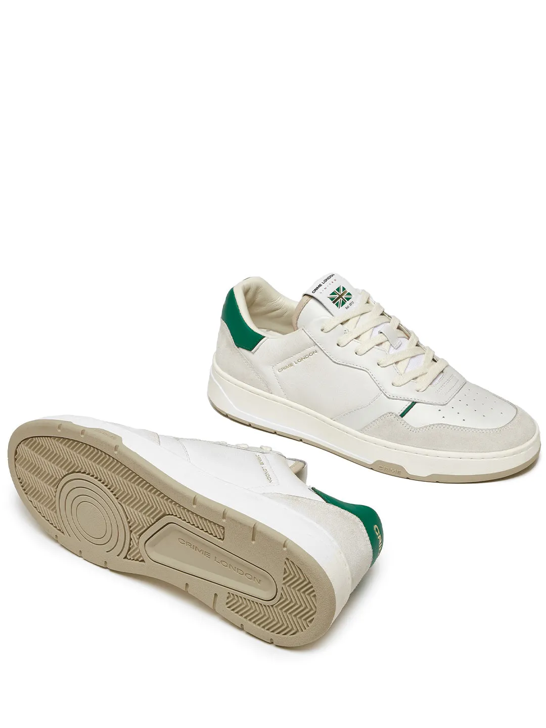 Crime Timeless Vibrant Green sneakres bianco con tab verde