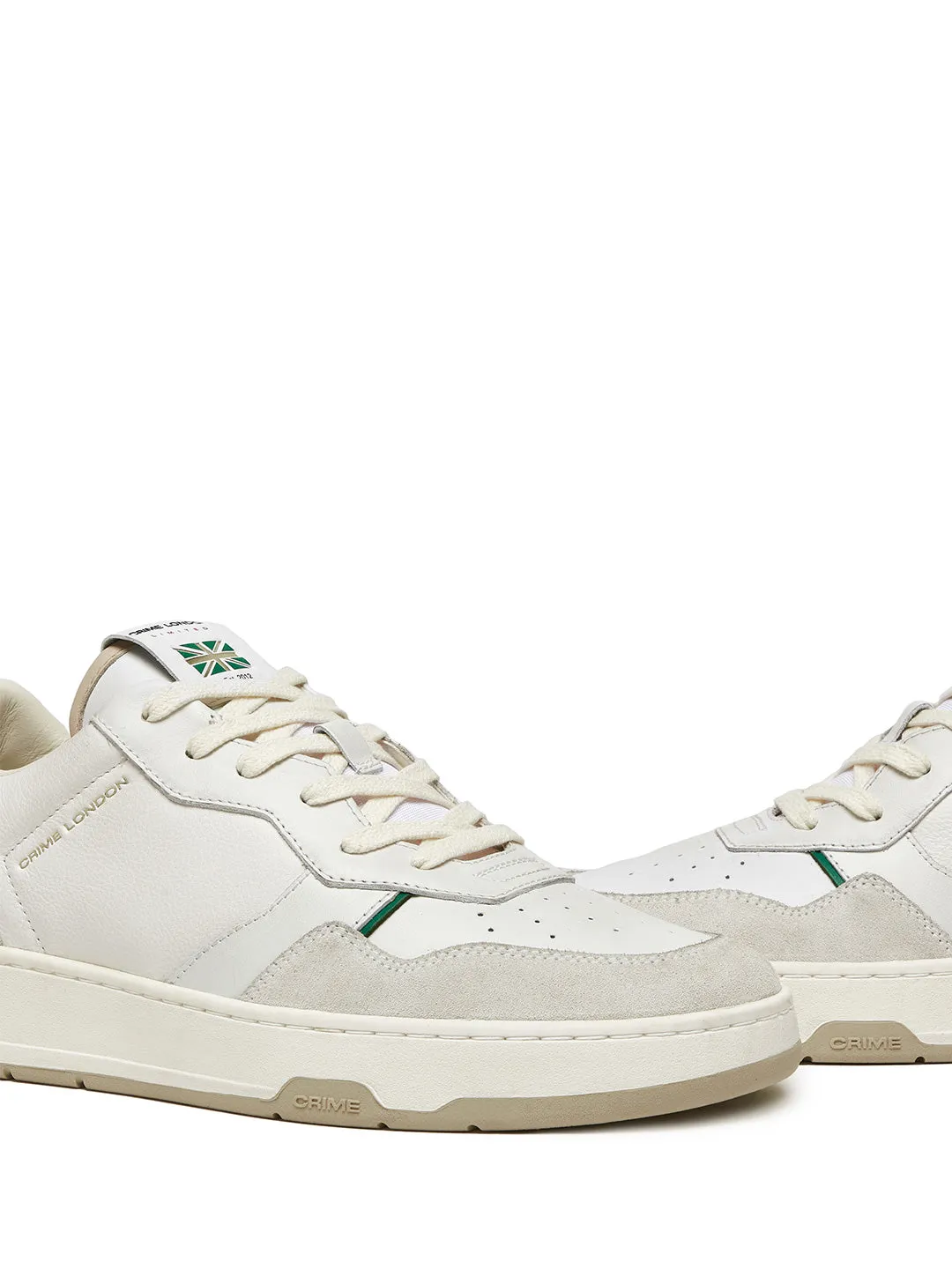 Crime Timeless Vibrant Green sneakres bianco con tab verde