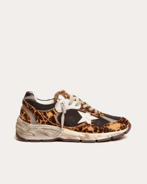 Dad-Star Leopard-print Pony Skin with White Leather Star Low Top Sneakers