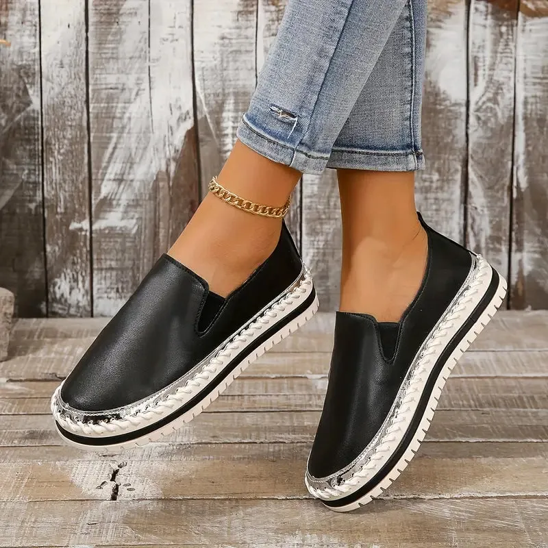 Damesslip loafers - Comfortabele plateauschoenen met antislipzool