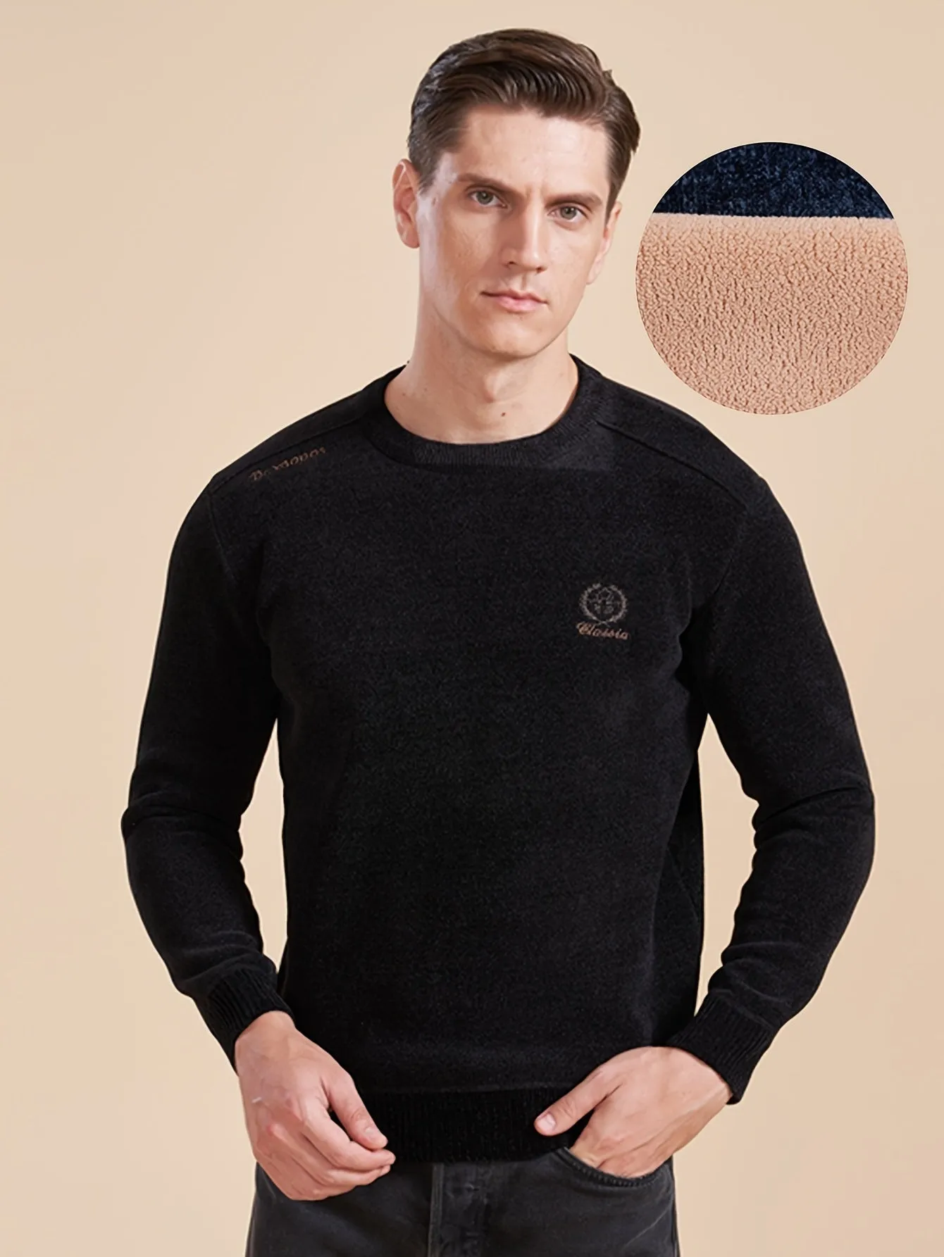 DANVAN | Warm Fleece-Lined Knitted Sweater with Long Sleeves