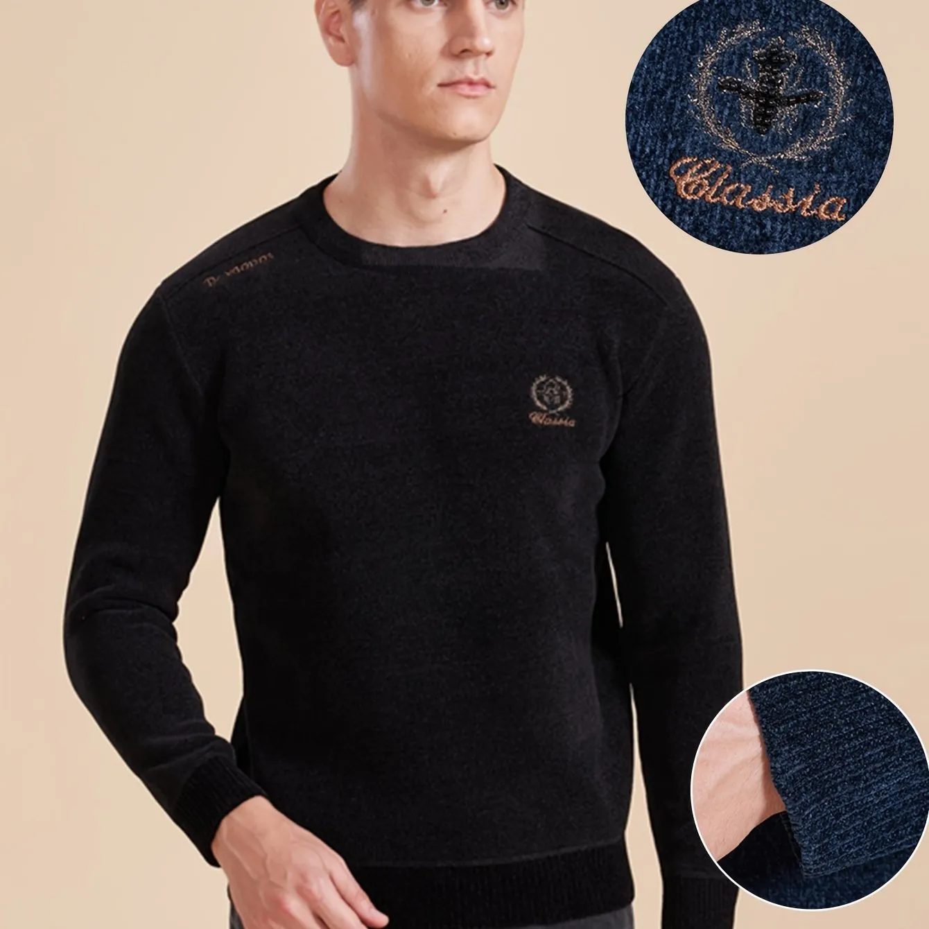 DANVAN | Warm Fleece-Lined Knitted Sweater with Long Sleeves