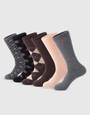 Earthy Haze Dress Crew Socks 6 Pack