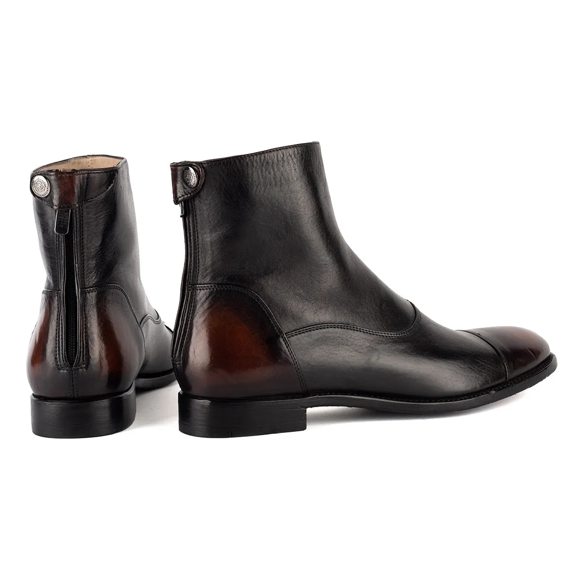 ELIAS 10000 <br>Light brown vintage black ankle boots