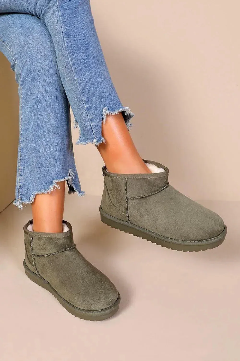 Faux Suede Ultra Mini Cozy Snow Ankle Boots
