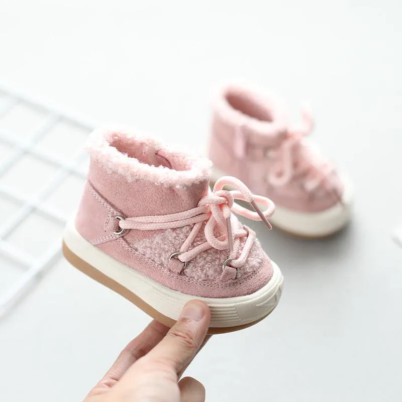 Female Baby Toddler Shoes High-top Boys Snow Boots Plus Velvet To Keep Warm Babies