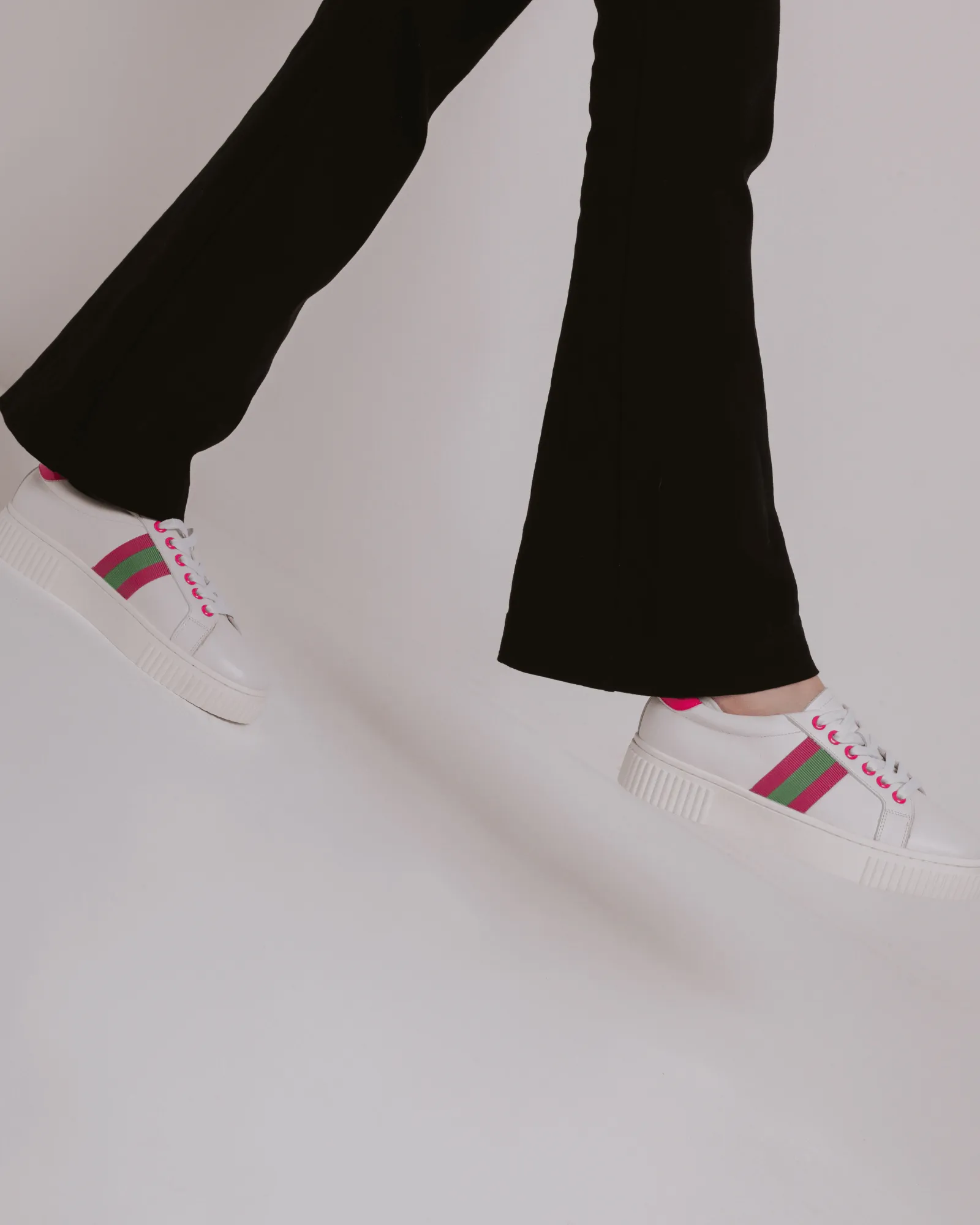 GAGA SNEAKERS WHITE GREEN PINK LEATHER