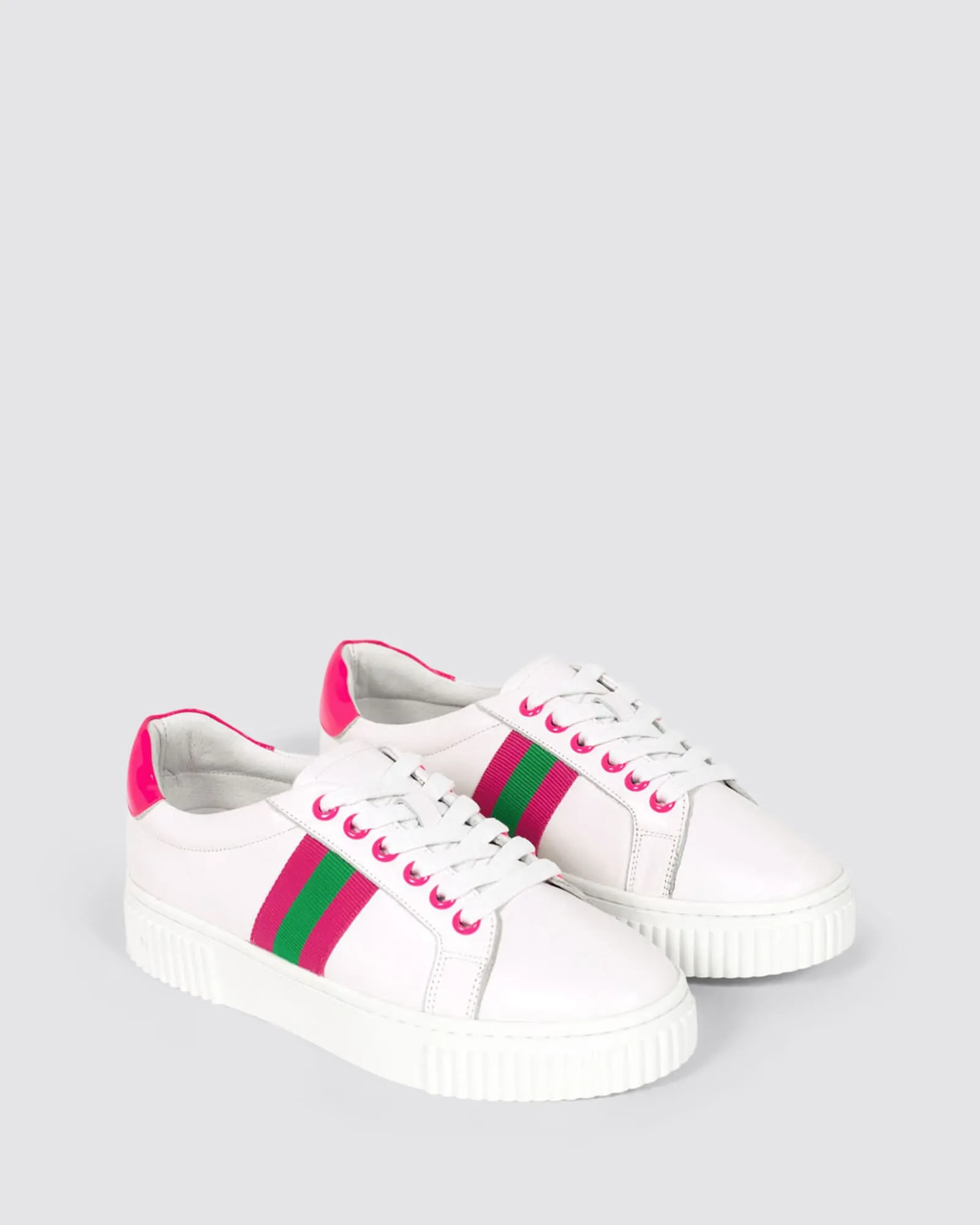GAGA SNEAKERS WHITE GREEN PINK LEATHER