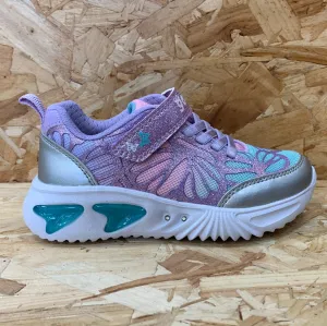 Geox Kids Geox Lights Assister Trainers - Silver / Lilac