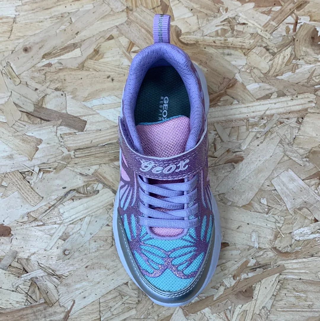 Geox Kids Geox Lights Assister Trainers - Silver / Lilac
