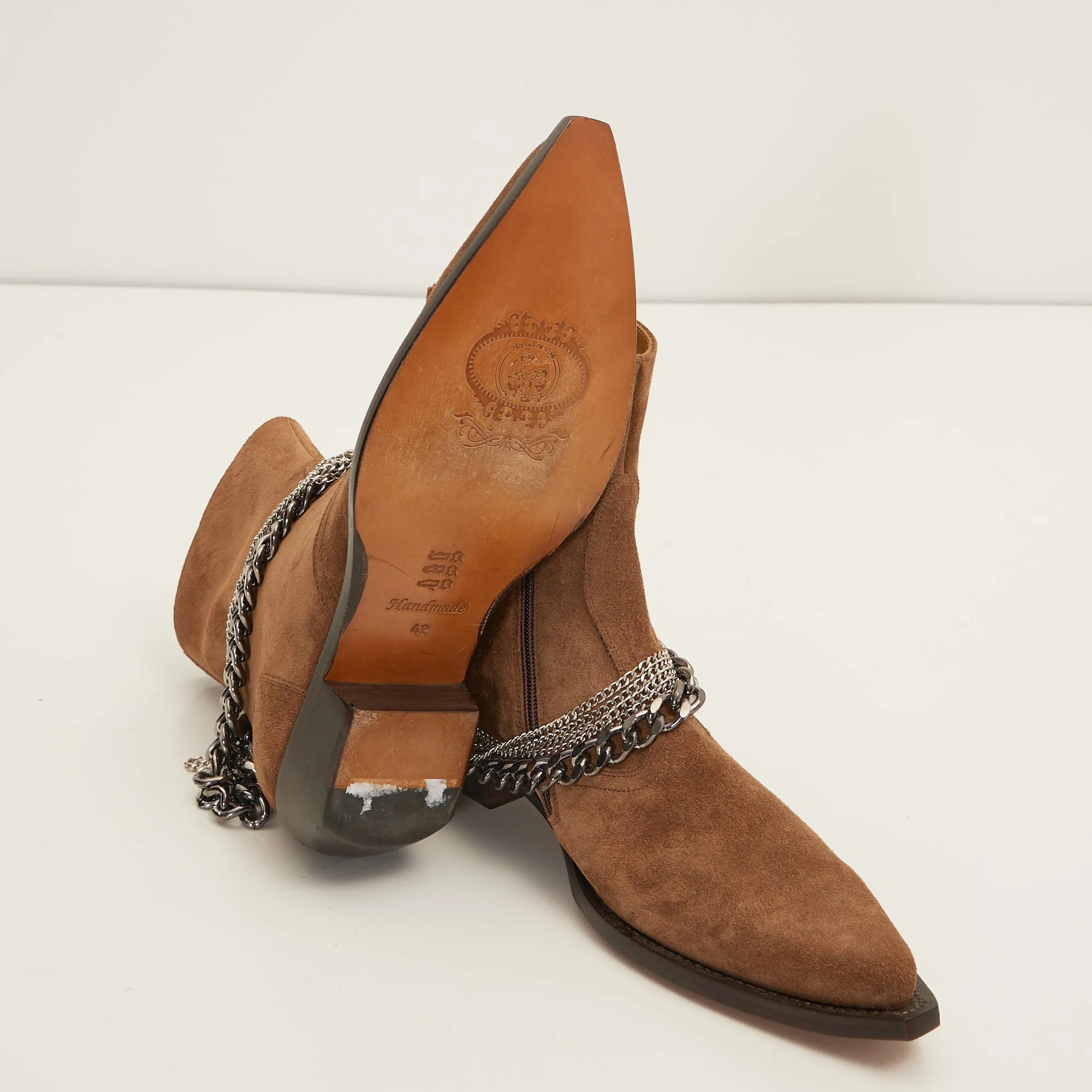 Jasper Layered Chain Boots - Tobacco Suede
