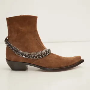 Jasper Layered Chain Boots - Tobacco Suede