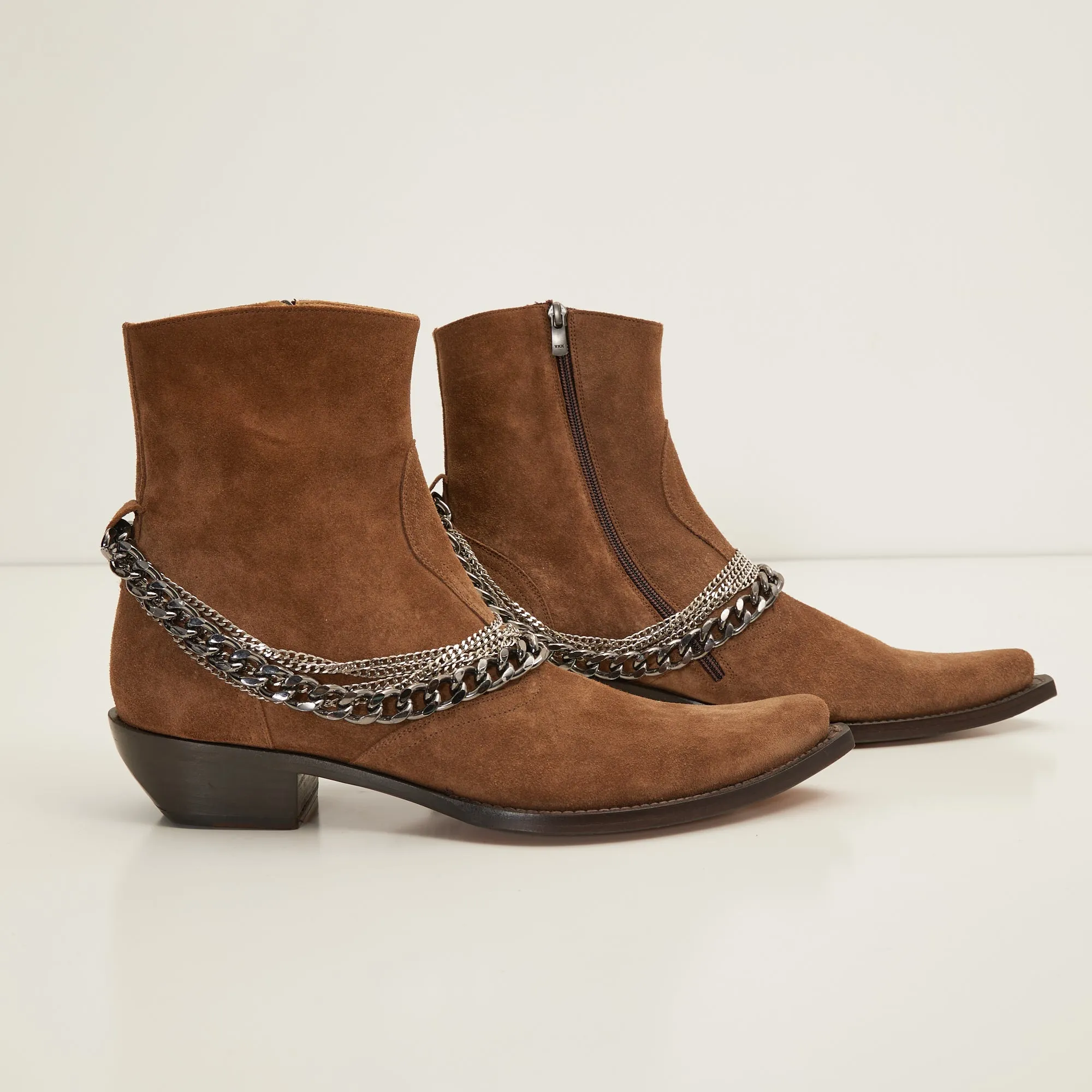 Jasper Layered Chain Boots - Tobacco Suede