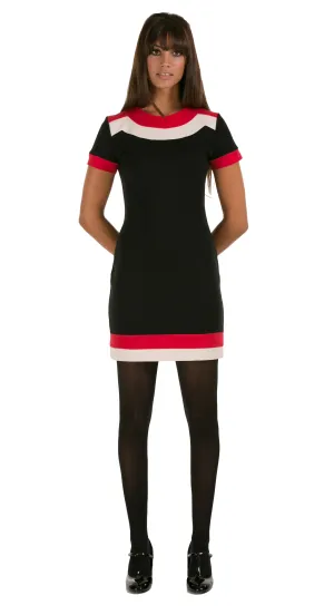 JERSEY DRESS WITH RED/LIGHT CREAM CONTRAST: ALL SIZES