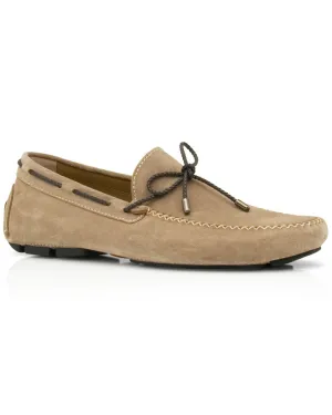 Lace Up Driver in Light Sand