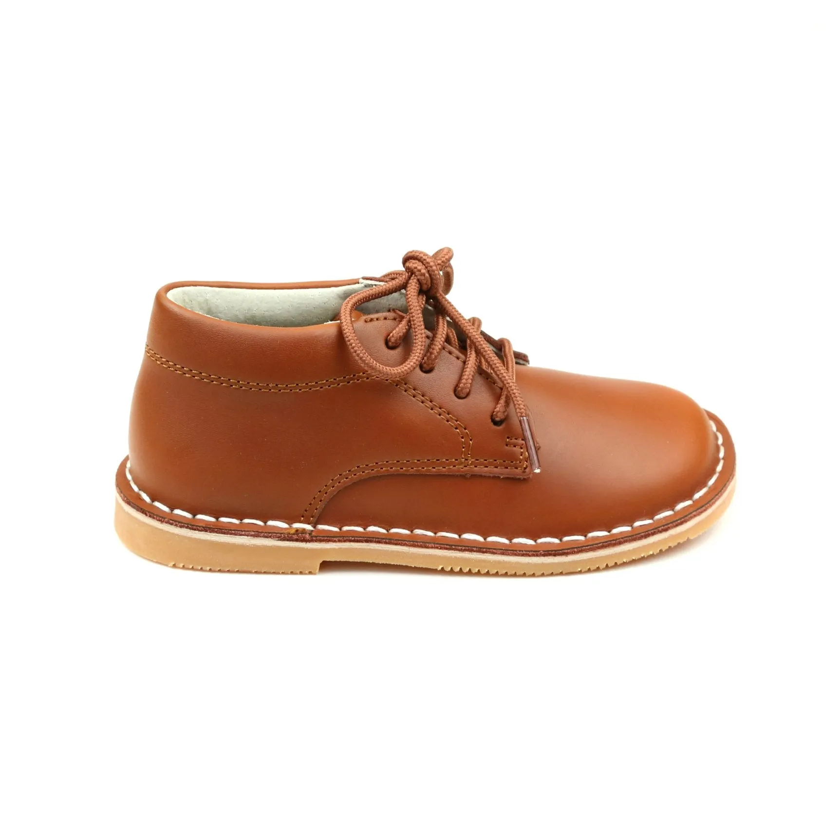 L'Amour Tuck Stitch Down Mid-Top Lace Up Shoe - Cognac