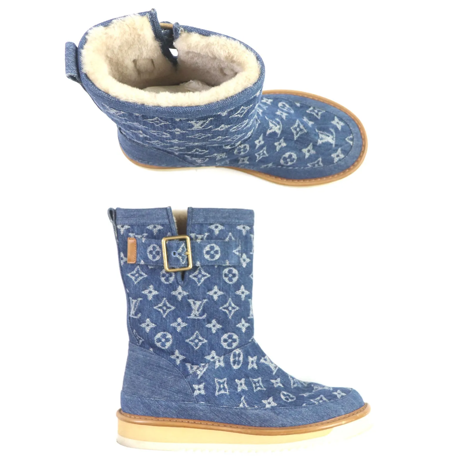 LOUIS VUITTON boots Monogram denim blue Cozy Line Monogram denim 7