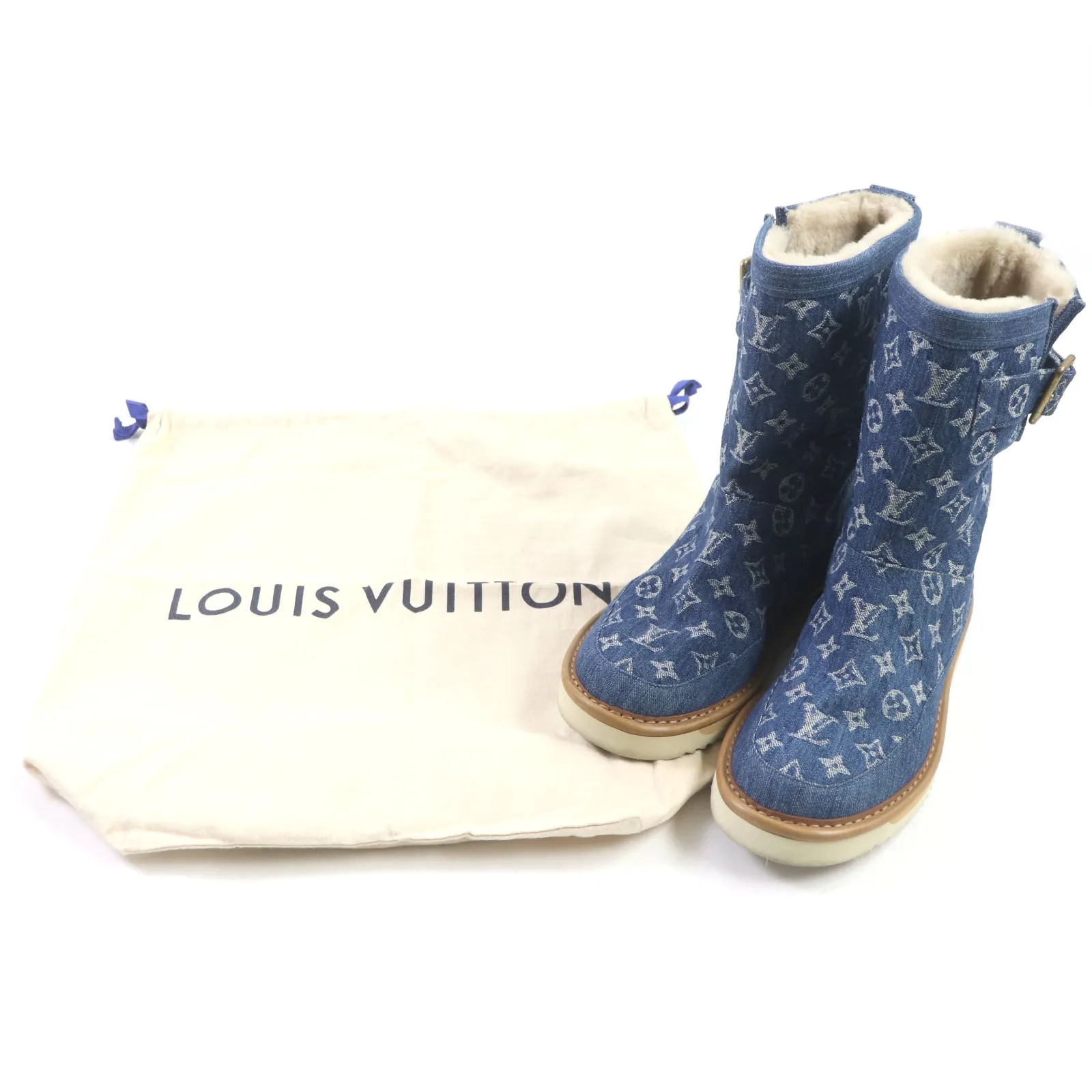 LOUIS VUITTON boots Monogram denim blue Cozy Line Monogram denim 7