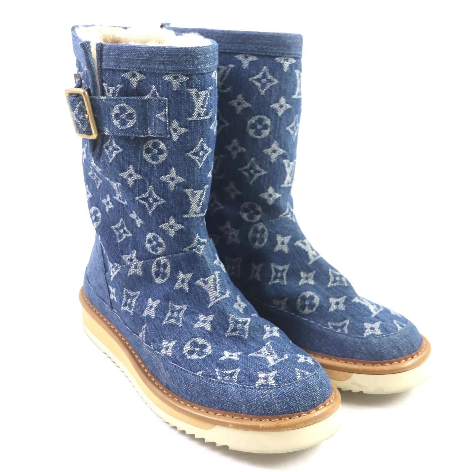LOUIS VUITTON boots Monogram denim blue Cozy Line Monogram denim 7