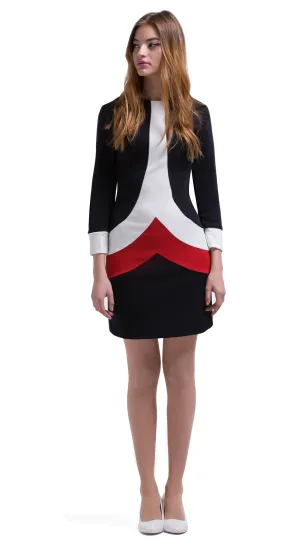 MARMALADE Mod 1960s Style Navy/Red/Light Cream Jersey Dress: ALL SIZES