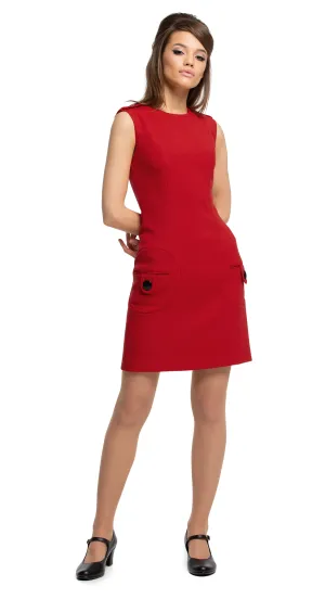 MARMALADE Red 1960s Style Dress with Circle Pockets