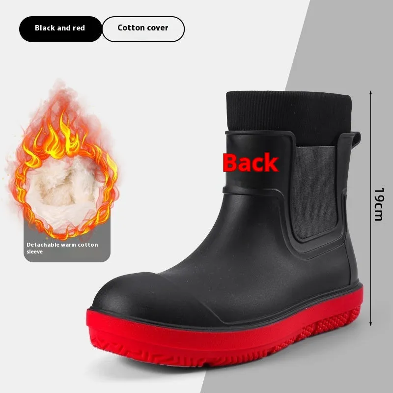 Men's Short Fashion Non-slip Waterproof Shoes Fleece-lined Platform
