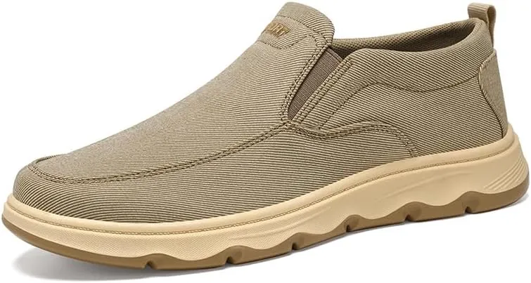Mens Slip On Shoes, Canvas Loafers with Arch Support, Indoor & Outdoor Walking Slippers Shoes