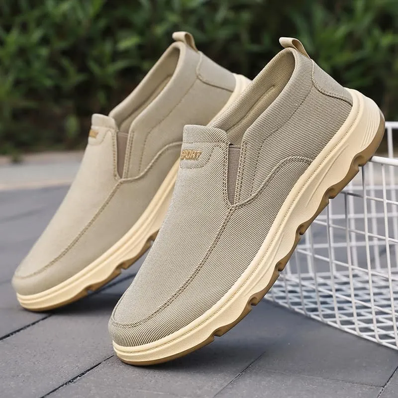 Mens Slip On Shoes, Canvas Loafers with Arch Support, Indoor & Outdoor Walking Slippers Shoes