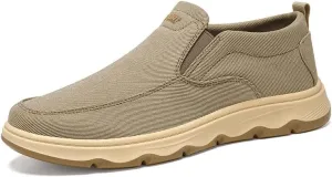 Mens Slip On Shoes, Canvas Loafers with Arch Support, Indoor & Outdoor Walking Slippers Shoes