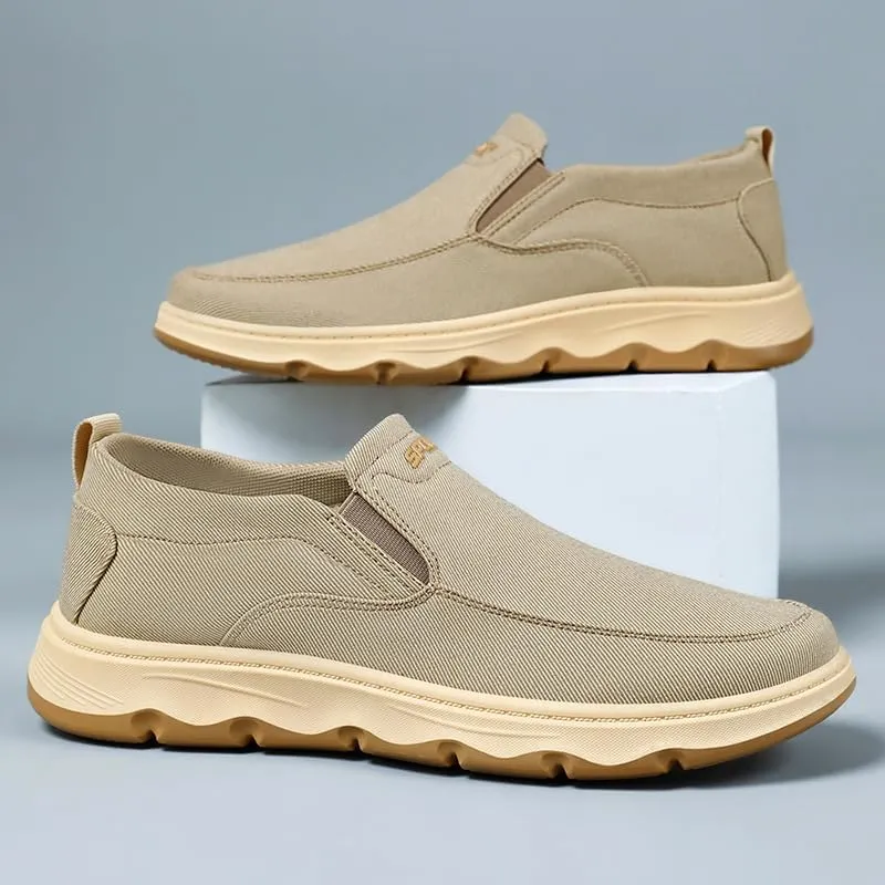 Mens Slip On Shoes, Canvas Loafers with Arch Support, Indoor & Outdoor Walking Slippers Shoes