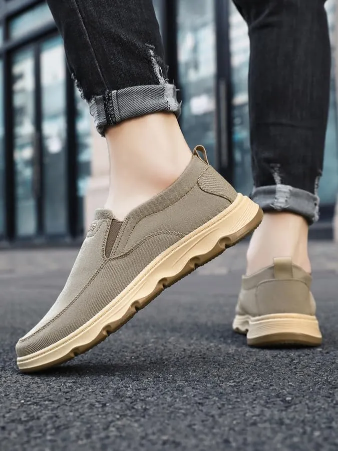 Mens Slip On Shoes, Canvas Loafers with Arch Support, Indoor & Outdoor Walking Slippers Shoes